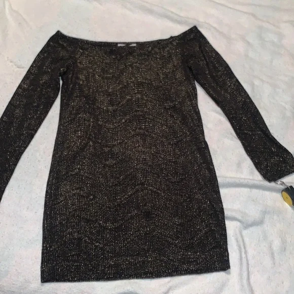 Like new BCBGeneration black and gold off shoulder mini dress Like new BCBGeneration black and gold off shoulder mini dress